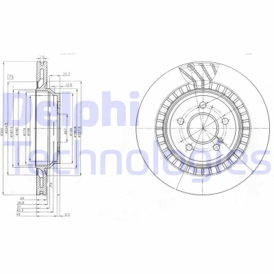 Bild av DELPHI BG4144 Disque de frein 320 24 5 ventilé huilé non traité sans roulement roue, bague ABS MERCEDES BENZ: Classe S Berline, SL Cabriolet