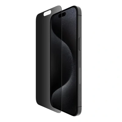 Bild av Belkin ScreenForce insynsskydd ytbehandlat skärmskydd av TemperedGlass för iPhone 15 Pro Max tunt och reptåligt inkluderar monteringsform applicering utan luftbubblor