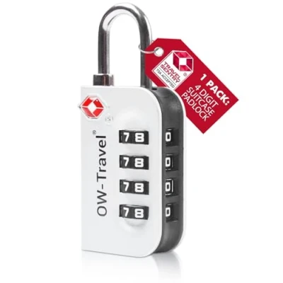Bild av OW Travel TSA Godkänd Kombinationslås (Silver 1 pack) 4 siffrig kod Lås Säkerhet Ryggsäck Hänglås Resväska, lås, resväska Gymskåp,