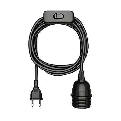 Bild av ledscom.de kabel LEKA, stickpropp, strömbrytare, svart, 3 m, lamputtag, 1x E27 max. 60W, Led, Diy, vägglampa, E27, hängande lampa, nätkontakt, glödlampa, lampskärm,