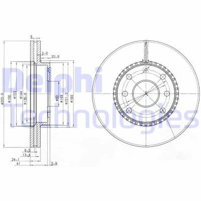 Bild av DELPHI BG3790 Disque de frein 256 24 4 ventilé huilé non traité sans roulement roue, bague ABS CHEVROLET: Rezzo, Epica Berline