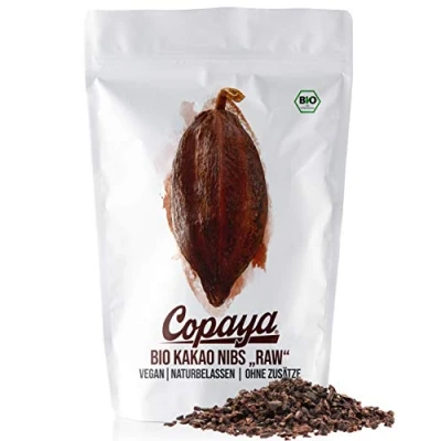 Bild av Copaya Ekologiska kakao Nibs rå utan tillsatser, kakaonibs från peruanska kakaobönor, kontrollerade premiumbönor socker, orostade &amp; osötade, provförpackning 250 g