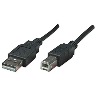 Bild av Manhattan USB A till B kabel, 0,5 m, hane hane, 480 Mbit/s (USB 2.0), Hi Speed USB, Svart