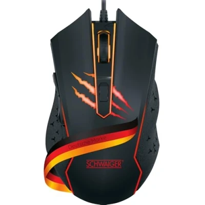 Bild av SCHWAIGER GM3000 Gaming Mouse RGB belysning sladdad 1,6 m ergonomisk form halkskyddad yta med 6 knappar extra ljus svart