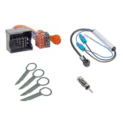 Bild av Audioproject A359 Radioadapterset bilradio Quadlock ISO + antennadapter dubbel faakra på DIN upplåsningsbygel kompatibel med VW Audi Skoda Seat Golf Polo A3 A4 Tuner Diversity