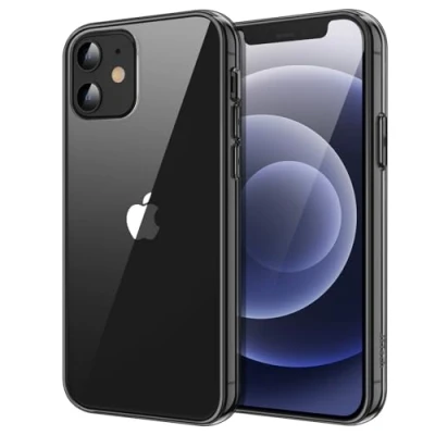 Bild av JETech Skal för iPhone 12 mini 5,4 Tums, Stötsäkert Stötfångarhölje, Anti Rep Klar Baksida (Svart)