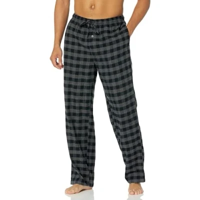 Bild av Amazon Essentials Men&#039;s Pyjamasbyxa i flanell (finns Big &amp; Tall), Svart Grå Buffalorutigt, L
