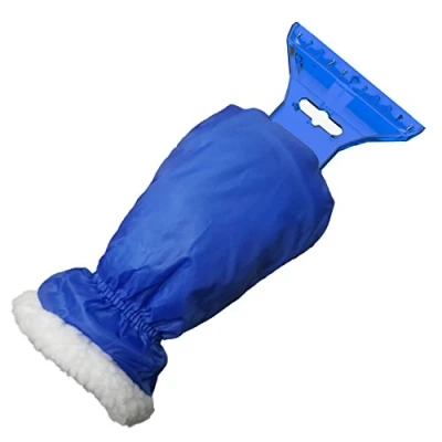 Bild av AUPROTEC Isskrapa bil vindruta skrapa med handske, värmande mjukt fodrat vantar stängande elastiskt armband, färg: blå