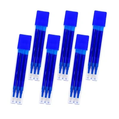 Bild av RAYLU PAPER® Påfyllningsbar indragbar kulspetspenna, gelbläck, blå, 1 mm spets och 0,7 linje. (6 pack påfyllningar (18 stycken)