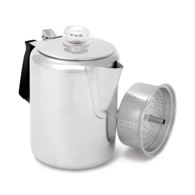 Bild av GSI utomhus perkolator kaffekanna I glaciär rostfritt stål med silikonhandtag för camping, backpacking, resor, husbil och jakt spis säker 9 kopp