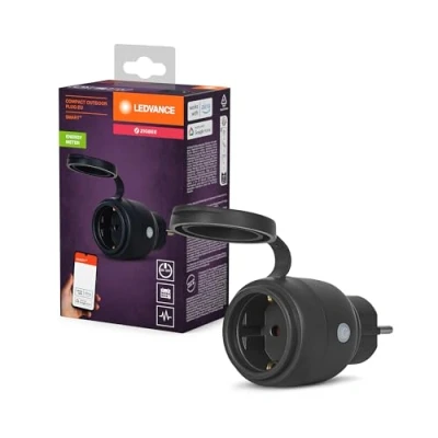 Bild av LEDVANCE SMART+ Zigbee Outdoor Plug, kompakt utomhuskontakt med energiförbrukningskontroll, gör konventionella enheter smarta, styrs via Alexa, Google Home och andra gateways, 1 pack
