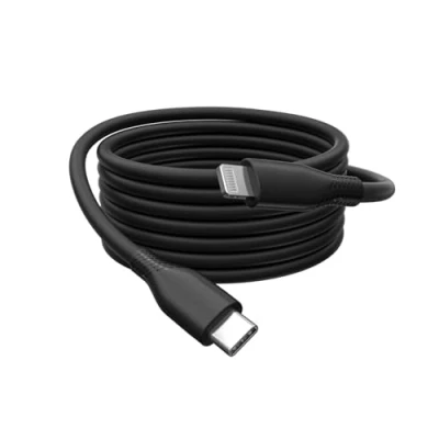 Bild av DIGITUS Laddningskabel USB C till Lightning 0,5 m 480 Mbit/s kabel 60 W 3 A Flexibelt silikonhölje med böjskydd MFI certifierad för Apple enheter Svart