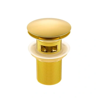 Bild av BALNEO Universal Sink Plug Click Cone Pop Up Guld, Mässing, Rostskyddad, 4 Tätningar, Packning, Avloppskoppling, 66 Mm X G1 1/4, Med Overflow, A