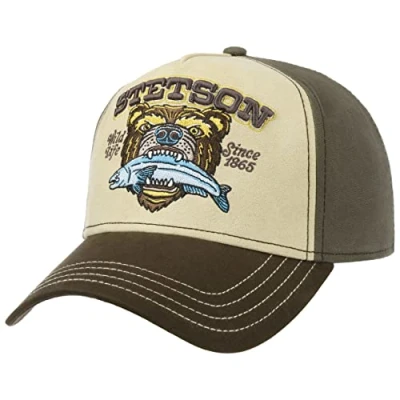 Bild av Stetson Wild Life Since 1865 Trucker Keps Damer/Herrar bomullskeps basebollkeps Snapback, med skärm Vinter Höst Sommar Vår One Size beige brun