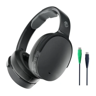 Bild av Skullcandy Hesh ANC är ett par trådlösa over ear hörlurar med brusreducering, 22 timmars batteritid och mikrofon, de fungerar iPhone, Android Bluetooth enheter Svart