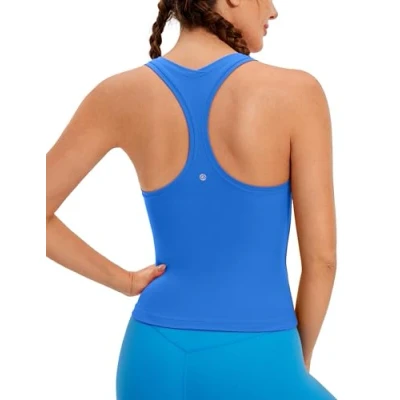 Bild av CRZ Yoga Butterlux Racerback Träning Tank Toppar för kvinnor Ärmlös Gym Athletic Shirts Camisole Sparkle Blue S