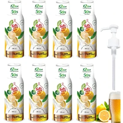 Bild av 8 pack Light Low Carb Fitness Sirap från FruttaMax Noll socker Med Stevia 50 60% fruktinnehåll (8 x 500ml) Citron Radler Light)