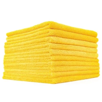 Bild av The Rag Company kantlösa 365 mikrofiberhanddukar (10 pack) premium 70/30 blandning, professionell polering, vaxborttagning, automatisk detaljering, gsm, 16 tum x tum, guld