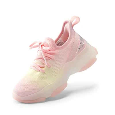 Bild av DREAM PAIRS Sport sneakers för pojkar och flickor Walking skor små barn stora barn,Size 35,Regnbåge//Rosa,SDFS2303K