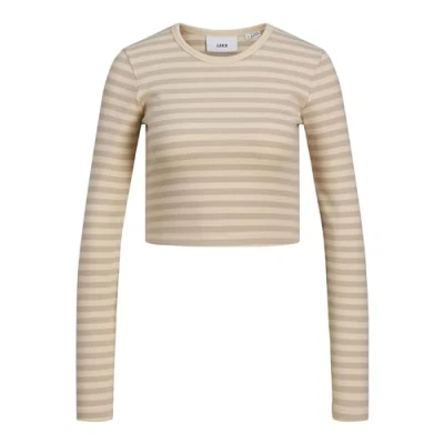 Bild av JACK &amp; JONES dam Jxfeline STR Ls Stripe Rib Tee JRS Noos långärmad tröja, Fog/ränder: fjädergrå, XL