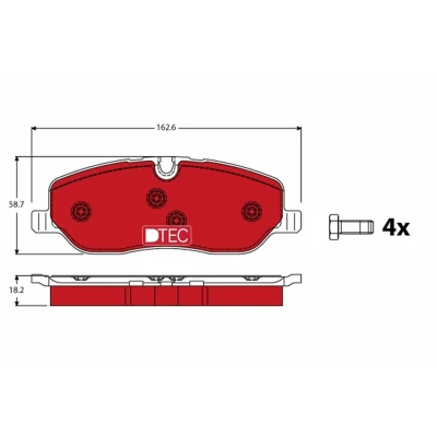 Bild av TRW DTEC COTEC GDB1631DTE Jeu de plaquettes frein préparé pour indicateur d&#039;usure avec vis d&#039;étrier accessoires