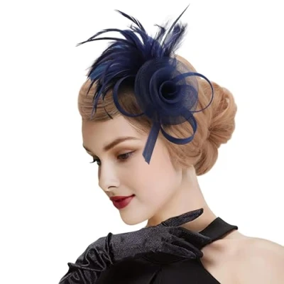 Bild av DRESHOW Fascinators Hatt Fjädrar på Pannband Klämma Cocktail Teparty Huvudbonad för Flickor och Kvinnor