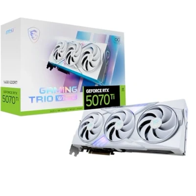 Bild av MSI GPU NV 5070Ti GAMING TRIO OC 16GB WHITE, GeForce RTX 5070 Ti, 16 GB, GDDR7, 256 Bit, 7680 x 4320 pixel, PCI Express 5.0
