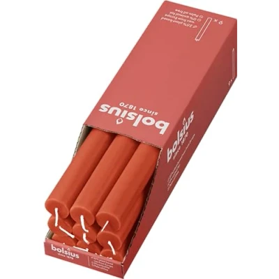 Bild av Bolsius Avsmalnande ljuspelare Stakljus Rustikt Orange 9 pack Lång Brinntid På 13 Timmar Hushållsljus Inredning Oparfymerad Naturligt Veganskt Vax 270 x 23 mm