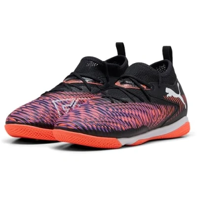 Bild av Puma Future 8 Match JR Unisex Fotbollsskor inomhusskor för barn, Storlek: 38.5, Black/white/glowing red Skinnimitation/textil