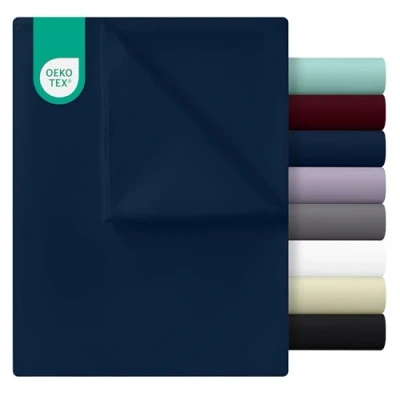 Bild av Utopia Bedding Enda Platt Lakan 167 X 243 cm Lättskött Mjuk Borstad Polyester Mikrofibertyg Skrynk , Krymp Och Blekningsbeständig Marinblått