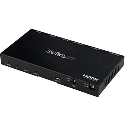 Bild av StarTech.com 2 portars HDMI splitter (1 x 2) 4K 60Hz UHD 2.0 ljudvideosplitter med skalare och ljudextraktor (3,5 mm/SPDIF) dubbel tum ut) EDID kopia TV/projektor
