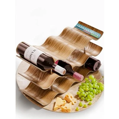 Bild av Triklang be smart® modern design vinställ flaskställ 12 flaskor vin naturligt i valnöt trä för vinälskare, 41,5 x 22,5 15,5 cm fristående elegant dekorativ liten och smal ..