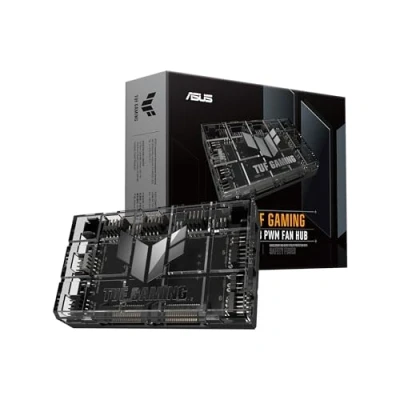 Bild av ASUS TUF Gaming ARGB PWM fläktnav (6 x portar för husfläkt och kontroll, 2 SATA strömkontakter, synkroniserar kylning ljuseffekter, magnetisk montering, strömvisning)