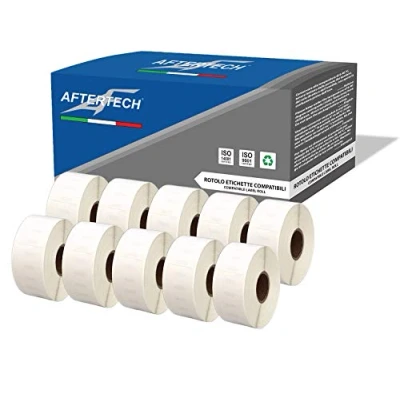 Bild av Aftertech 10x 11355 REMOVIBILE 19x51mm Kompatibel självhäftande etiketter rullar (500 Etiketter/rulle = 5000 totalt) för Dymo LabelWriter Seiko SLP märkningsmaskiner 10x11355R skrivare