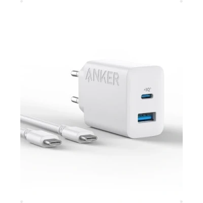 Bild av Anker 20 W höghastighetsladdare med 2 portar och USB C laddning för iPhone 15/iPhone 15 Plus/iPhone Pro/iPhone Pro Max/iPad mer (1,5 m kabel ingår)