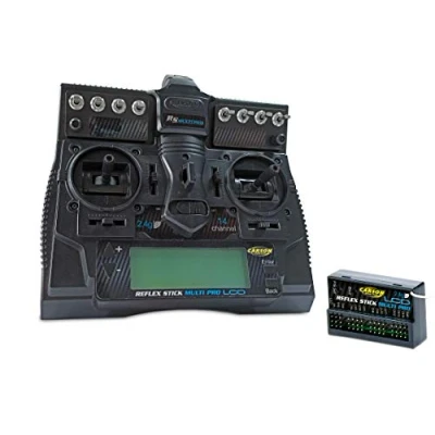 Bild av Carson 500501004 FS Reflex Stick Multi PRO LCD 2.4 GHz 14 kanals fjärrstyrningsanläggning, fjärrkontroll med mottagare för modellfordon som radiostyrda bilar och båtar, Svart