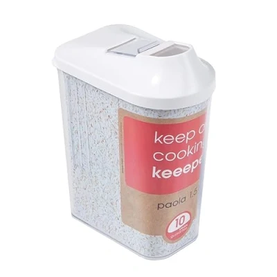 Bild av keeeper Förvaringsburk för torrvaror, med doseringslock, BPA fri plast, 1,5 l, 11,5 x 7 21 cm, Paola, vit
