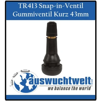 Bild av TR413 ventil gummiventiler däckventil kort snap in 100 stycken slanglösa ventiler personbil 42 mm