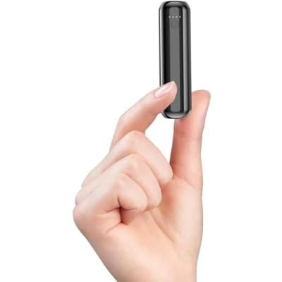 Bild av Externt batteri, 5 000 mAh, ultrakompakt, 2,4 A snabbladdning, universell bärbar laddare för iPhone14 13 12 11 X 7 8 iPad Huawei Samsung (svart)