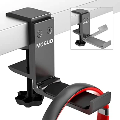Bild av MOSUO Hjälmstativ, justerbart spelheadset hållare gamer skrivbord universellt headset stativ i aluminium hörlurar för bluetooth hörlurar, trådlöst headset, svart
