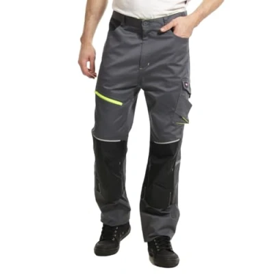 Bild av Lee Cooper arbetskläder LCPNT246 herr Hi Vis reflekterande detalj flera fickor stretch hölster ficka last arbetsbyxor, grå/Svart, 32 W (78,7 cm Reg Leg), 32W x 31L