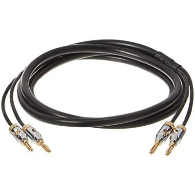 Bild av Amazon Basics 16AWG högtalarkabel med guldpläterade bananspetsar (4 mm), CL2, 99,9% syrefri, 1,8 m, svart