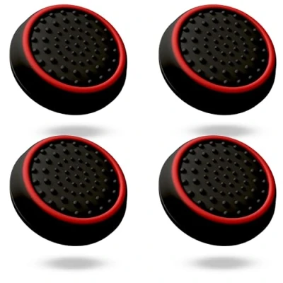 Bild av MatoSan® PS5 tillbehör silikonlock styrenhetsgrepp, PS4 pinnar, Xbox kontroll skydd ökad precision och hållbarhet styrenhetstillbehör (4 stycken SpaceSan Red)