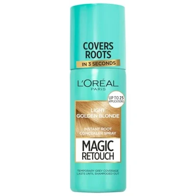 Bild av L&#039;Oréal Magic Retouch Instant Root Concealerspray, perfekt för att röra upp grå rot återväxt, enkel applikation, lätt formel, färg: ljusguldbrun, 75 ml