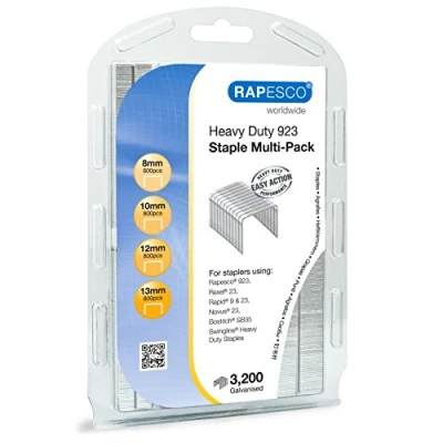 Bild av Rapesco 1246 högpresterande typ 923 (typ 23) häftklammerset multipack (8 mm, 10 12 13 mm) galvaniserad