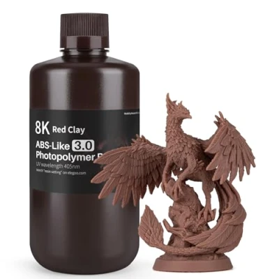 Bild av ELEGOO 8K ABS liknande harts 3.0, LCD UV Rapid Resin hög precision, inte spröd, förbättrad styrka och seghet för LCD/DLP 3D skrivare fotopolymer röd lera 1000 g