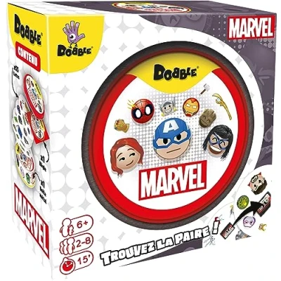 Bild av Asmodee Dobble: Officiell Marvel Emoji Brädspel Hastighet och observationsspel Familjekortspel Barnspel från 6 år 28 spelare fransk version