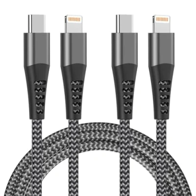 Bild av iPhone USB C 1M 2Pack kabel[Apple MFi certifikat], kabel till blixtkabel Snabb laddning Nylon Lightning laddare för Apple 14 Pro Max/13/12/11/XS/8
