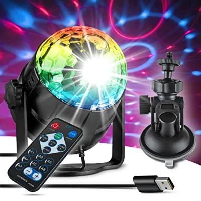 Bild av Xpertance Deluxe LED discokula barn diskokula musikstyrd 7 färger diskoljuseffekt 4 m USB kabel festljus fjärrkontroll