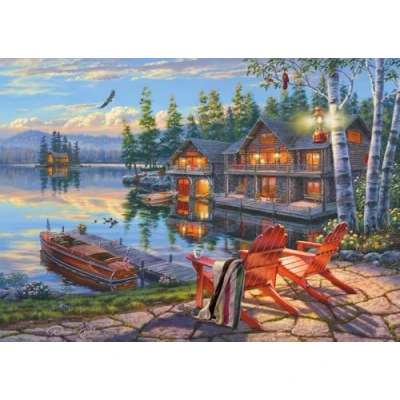 Bild av Schmidt Spiele 58530 Darrel bush, sjöstrand vid Loon Lake, New York, 1000 bitar pussel färgglada